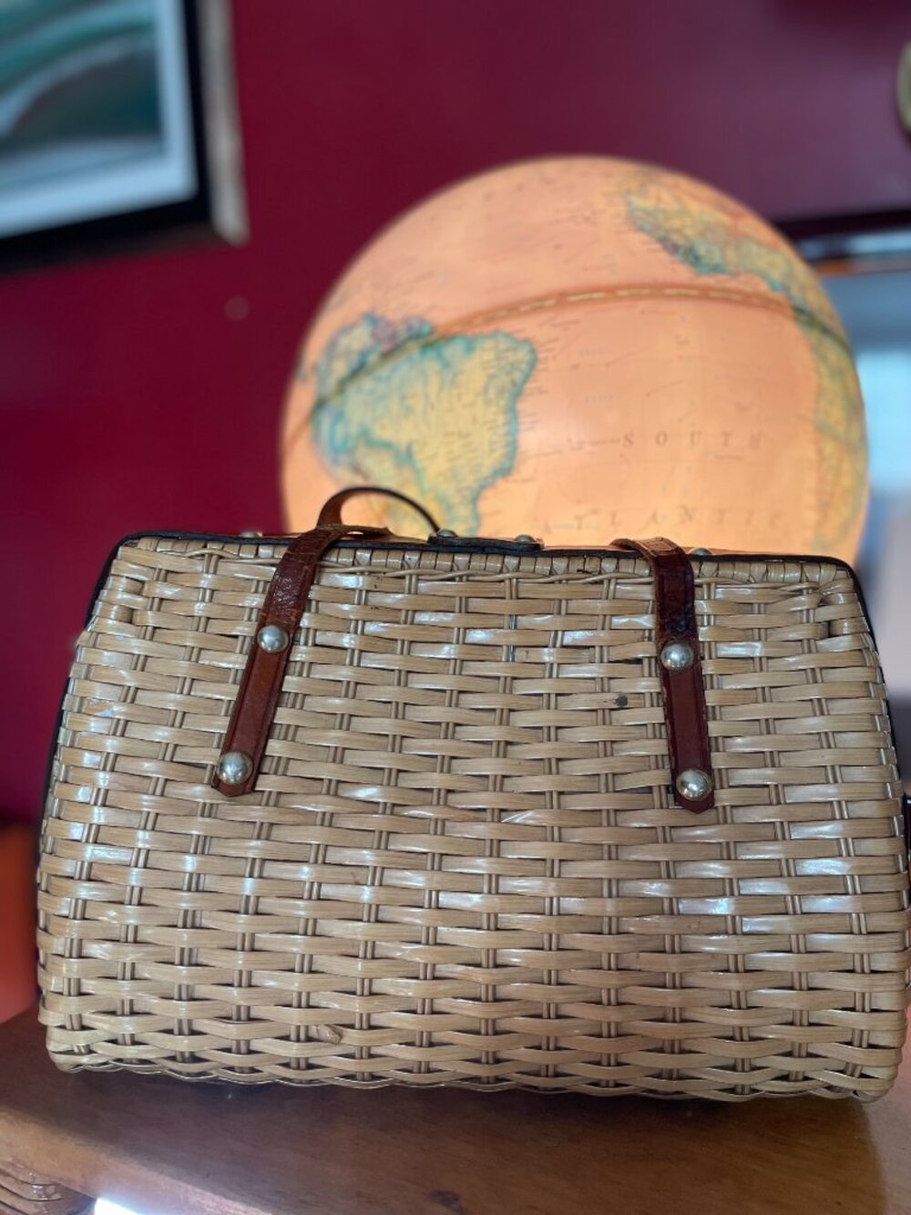 VINTAGE Simon Rattan Woven Handbag Handmade in Hong Kong Designed by Ernest Blum - Picture 2 of 16